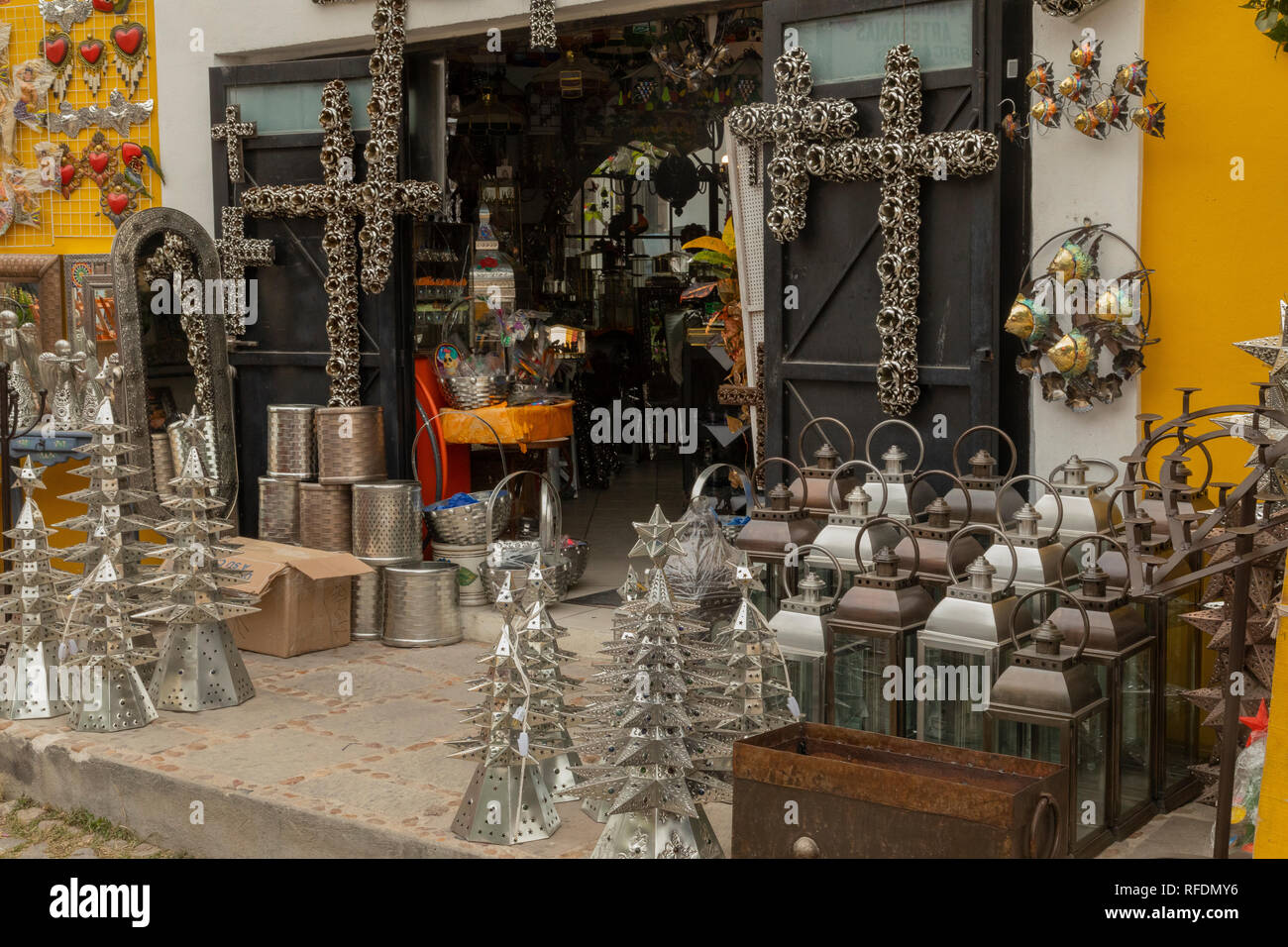 Boutique d'artisanat et de l'ameublement, San Miguel de Allende, Mexique central. Banque D'Images