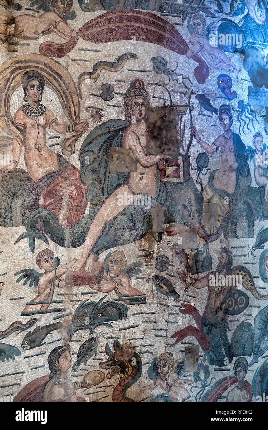 Mosaïques de la Villa Romana del Casale (Villa Romaine) à Piazza Armerina Sicile Italie Banque D'Images