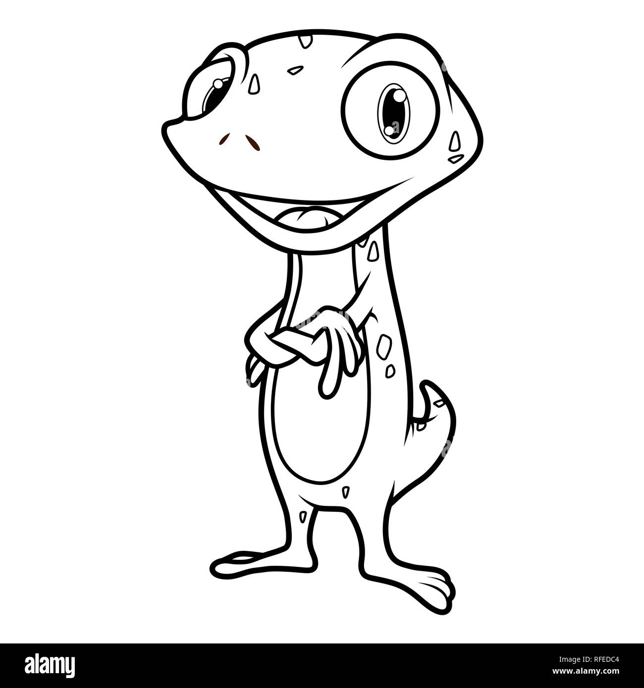 Lézard Gecko / Caméléon / Illustration pour les enfants et les enfants en livre de coloriage Cartoon Style Illustration de Vecteur