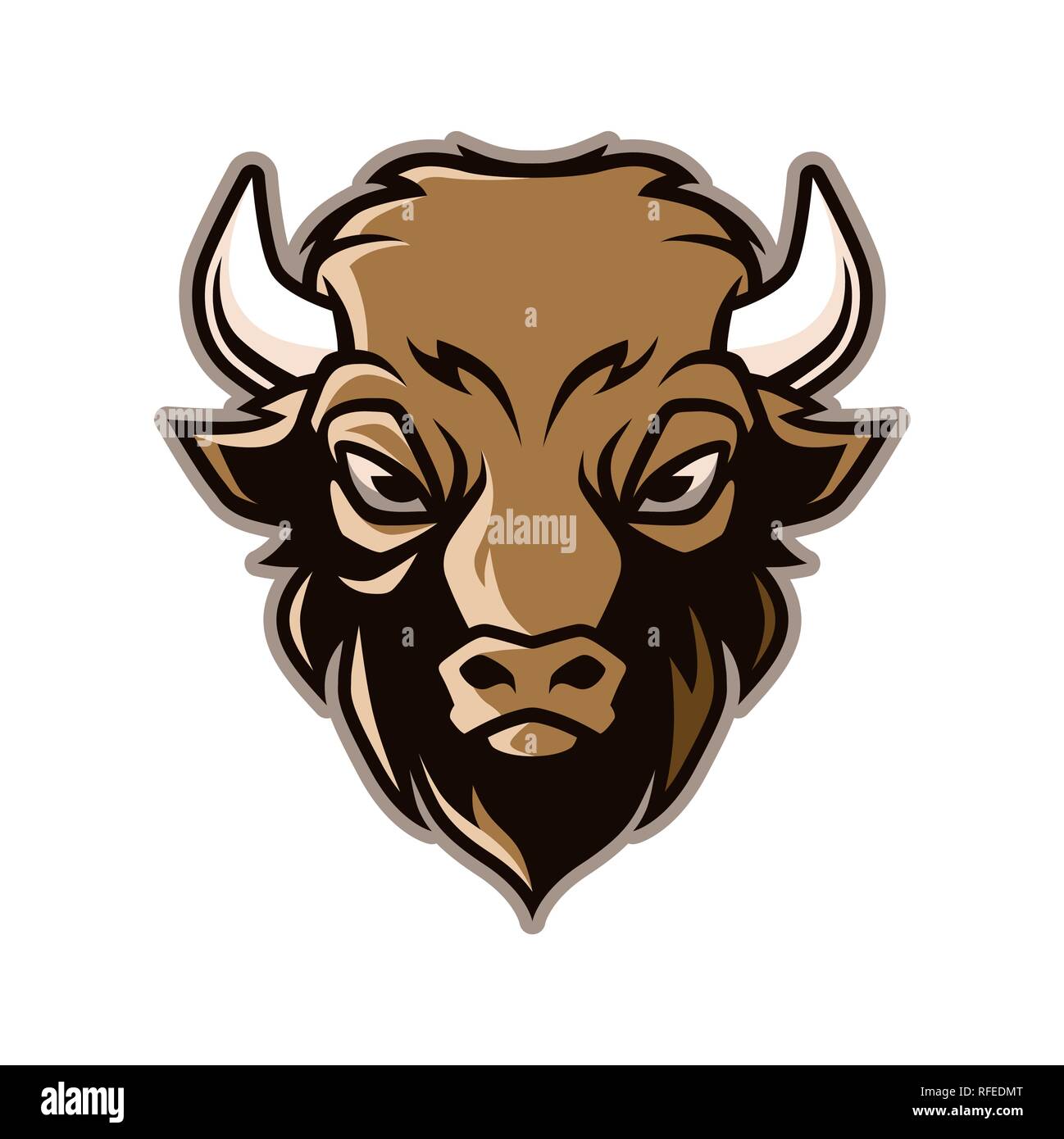 Tête de bison Mascot Illustration vecteur en style cartoon Illustration de Vecteur