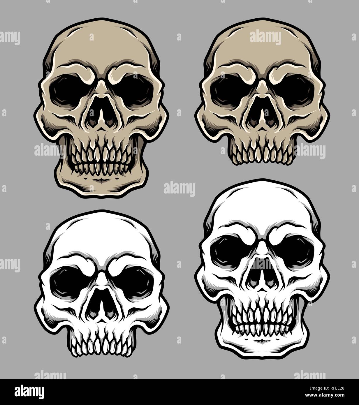 Ensemble de Skull Head Vector Illustration Illustration de Vecteur