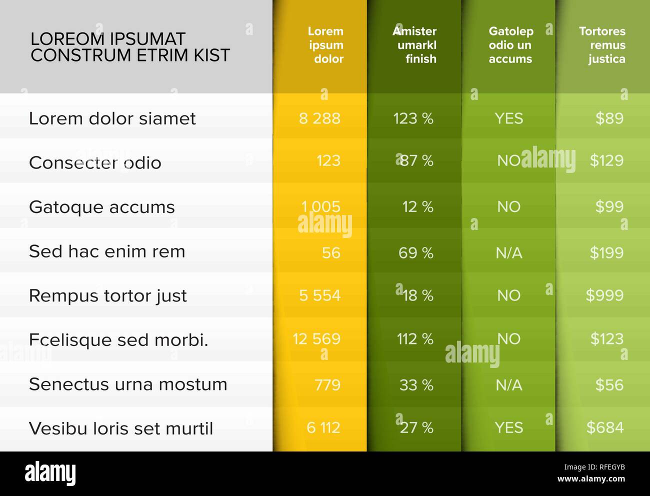 Table multifonction modèle de mise en page avec un joli design plié - version jaune et vert Illustration de Vecteur