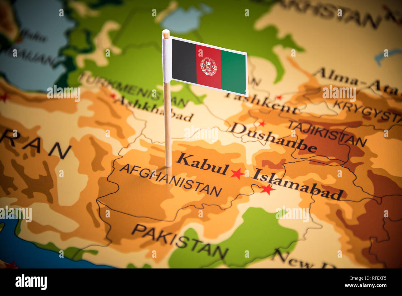 Afghanistan marquée d'un drapeau sur la carte Banque D'Images