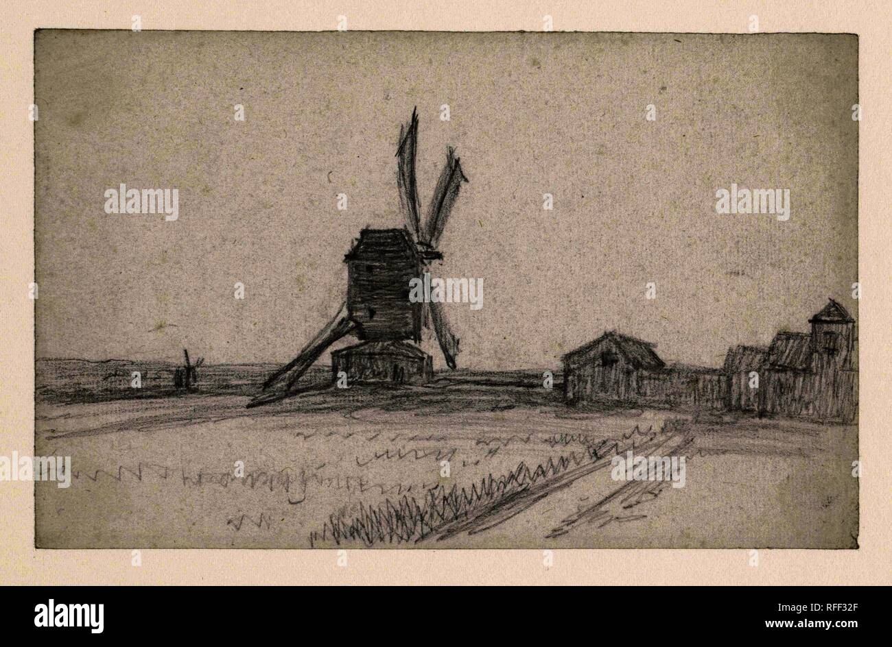Moulin sur la Butte. Rapporteur pour avis : Georges Michel. Dating : 1773 - 1843. Dimensions : H 102 mm × W 162 mm. Musée : Rijksmuseum, Amsterdam. Banque D'Images