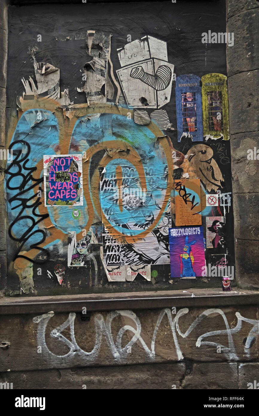 Fuzzylogic75 stencil art, Manchester Northern Quarter, NQ4, Manchester, Angleterre, ROYAUME-UNI Banque D'Images
