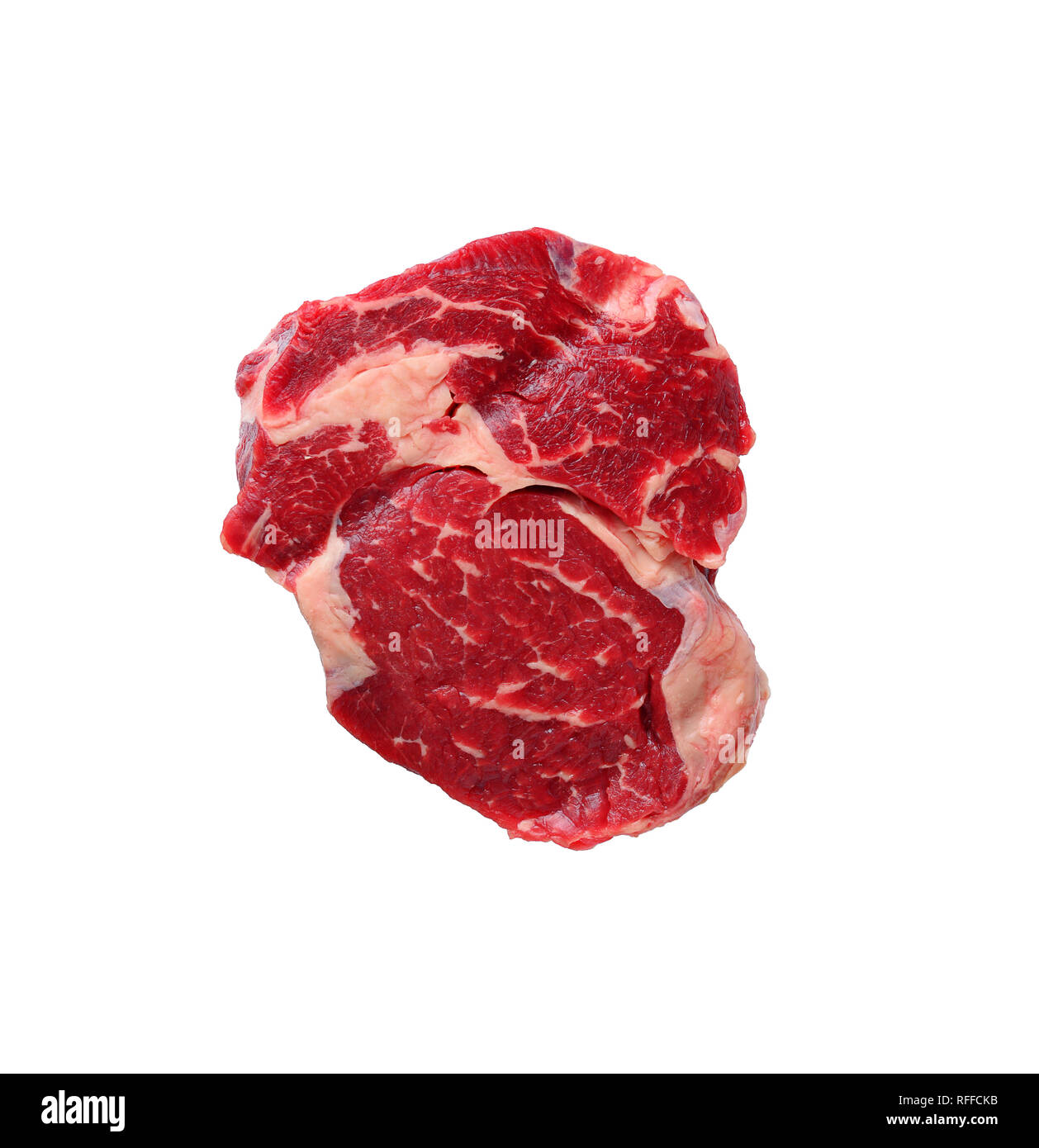 Ribeye Steak marbré brutes isolated on white Banque D'Images
