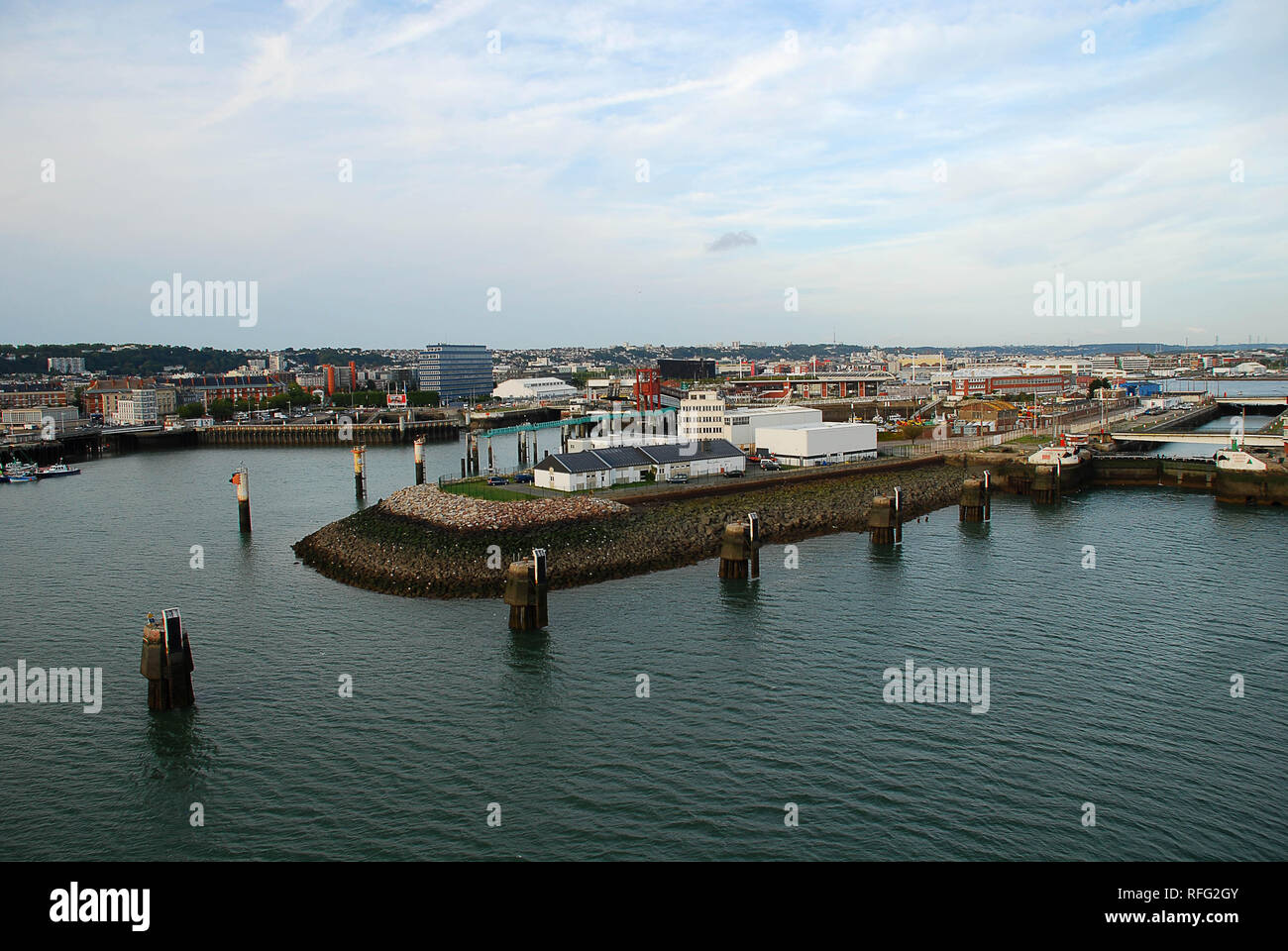 Le port du Havre (Normandie, France). Le Havre est une commune française, située dans le département de la normandie de nort Banque D'Images