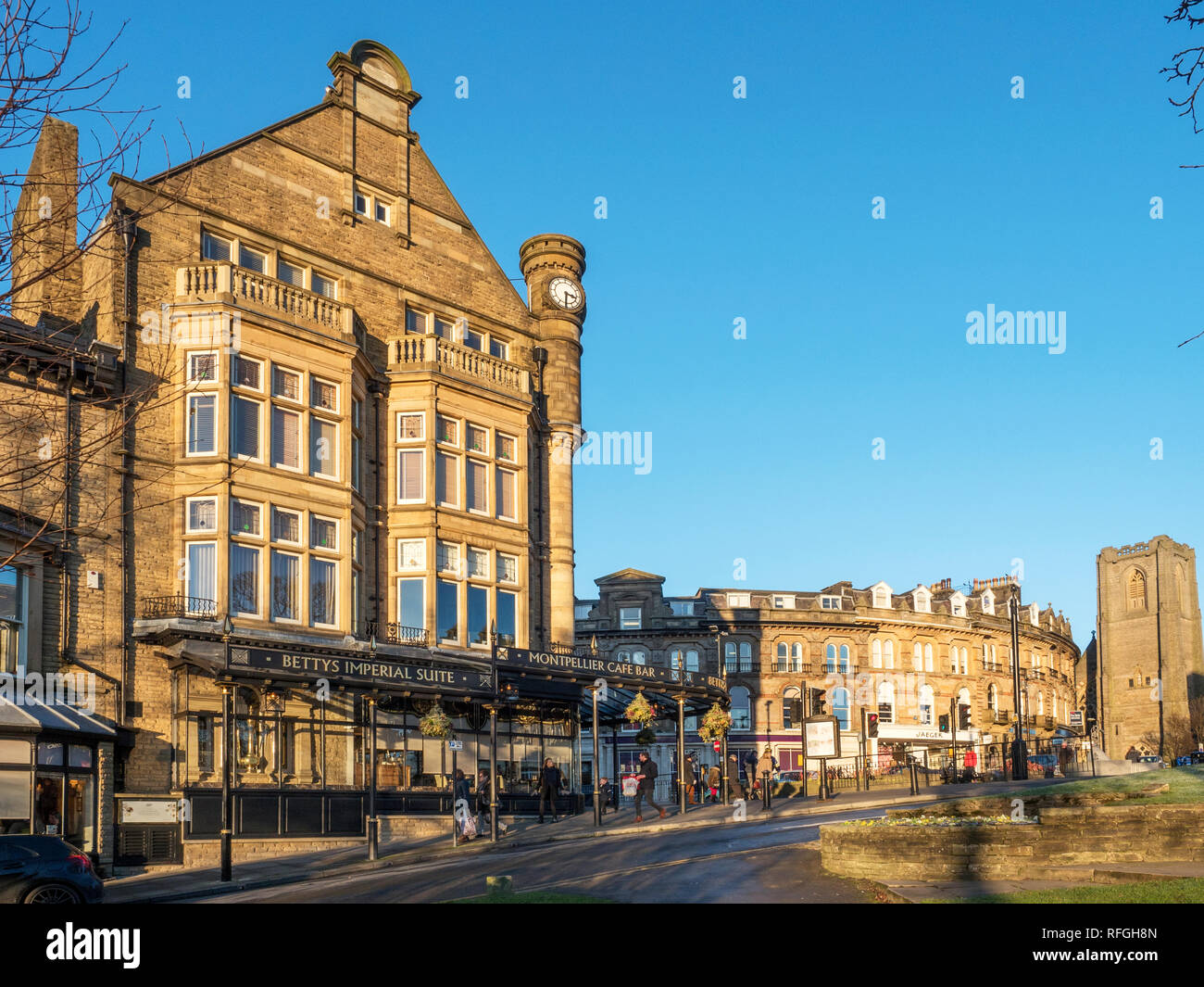 Coucher du soleil d'hiver à Bettys dans Harrogate North Yorkshire Angleterre Banque D'Images