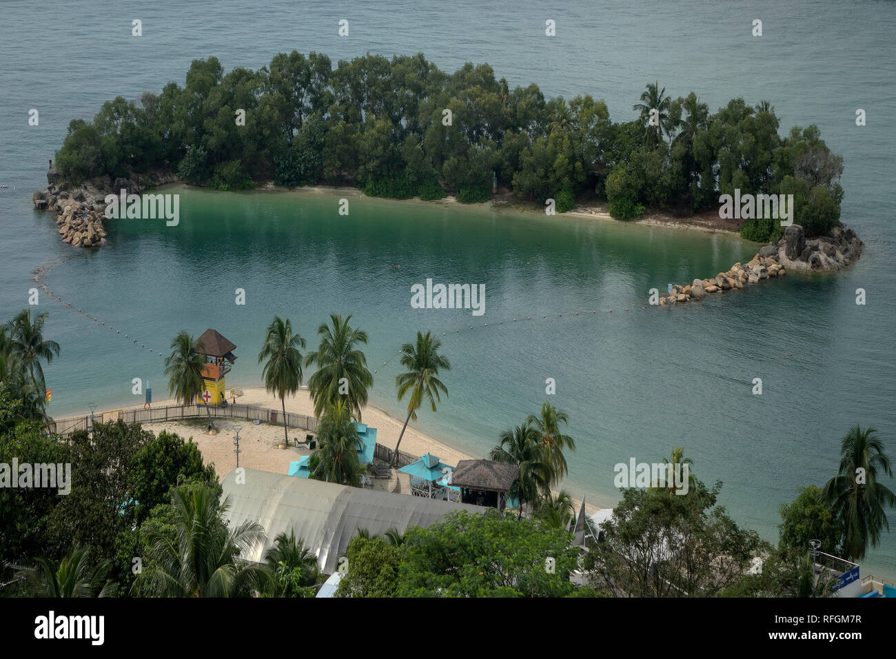 Singapour, l'île de Sentosa, Siloso beach Banque D'Images