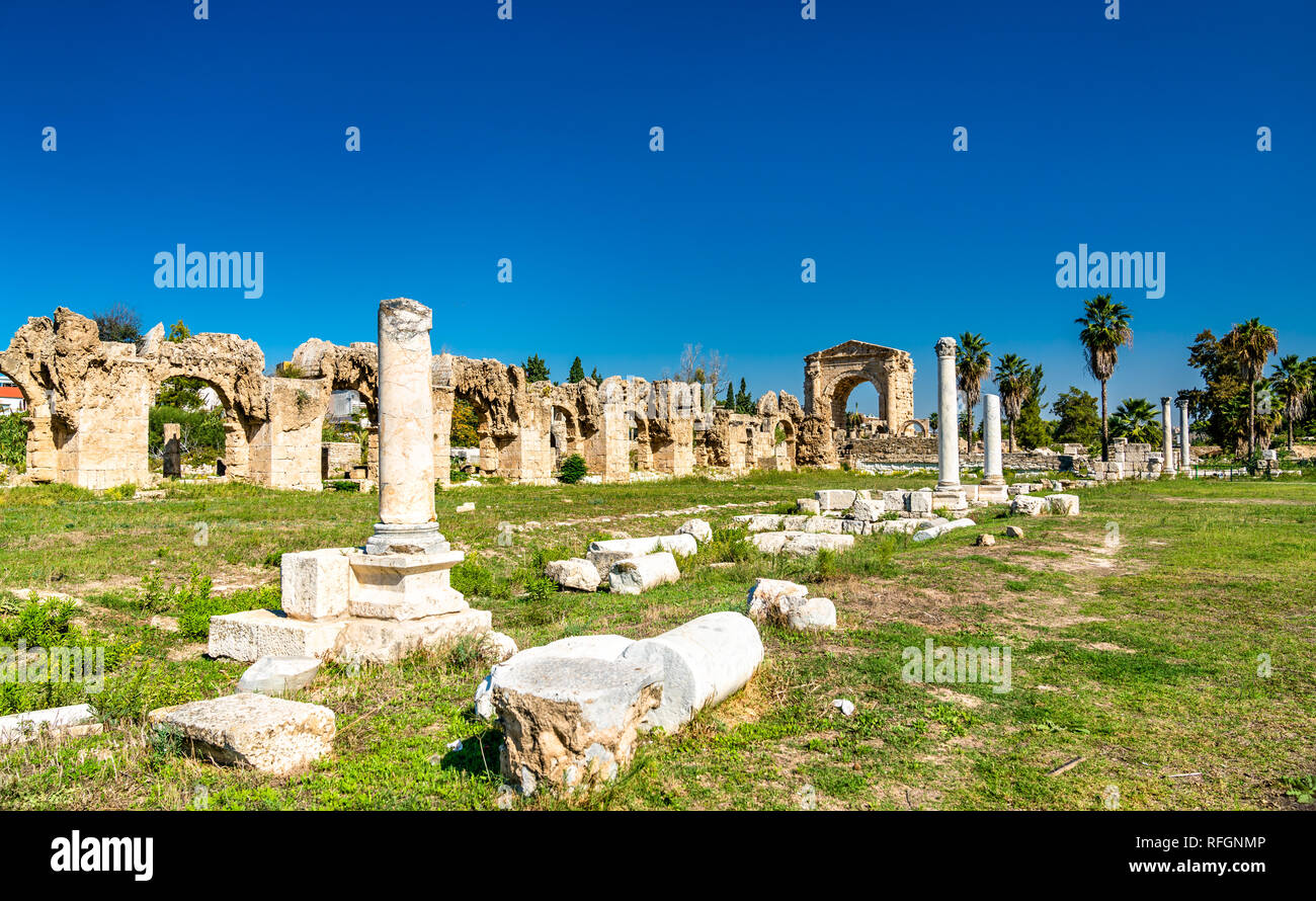 Aqueduc Romain à Tyr, Liban Banque D'Images