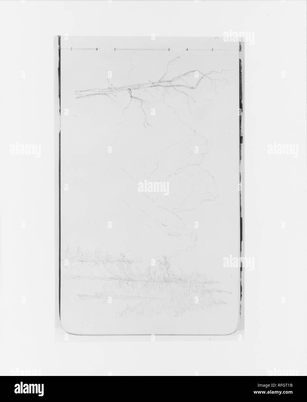 Paysage canadien avec des montagnes et des arbres (à partir d'esquisses). Artiste : Albert Bierstadt (Américain, Solingen 1830-1902 New York). Dimensions : 4 5/8 x 7 3/4 in. (11,7 x 19,7 cm). Date : 1890. Musée : Metropolitan Museum of Art, New York, USA. Banque D'Images