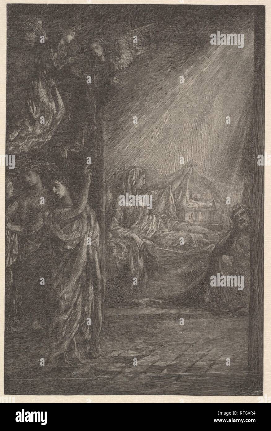 La nativité. Artiste : John La Farge (1835-1910, New York, Providence, Rhode Island). Dimensions : image : 7 x 4 5/16 13/16 in. (18,5 x 12,3 cm) : Feuille 11 1/4 x 8 13/16 in. (28,6 x 22,4 cm). Date : n.d.. Musée : Metropolitan Museum of Art, New York, USA. Banque D'Images