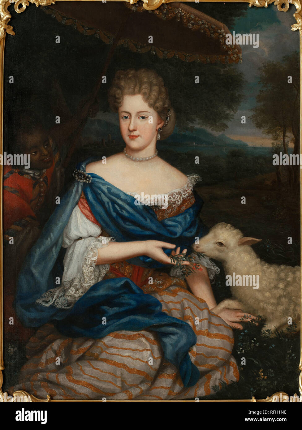 Portret Marii Karoliny de Bouillon Portrait de Maria Carolina de Bouillon. Date/Période : Ca. 1730. La peinture. Huile sur toile. Hauteur : 1 500 mm (59.05 in) ; largeur : 1 230 mm (48,42 po). Auteur : artiste inconnu. Anonyme. Banque D'Images