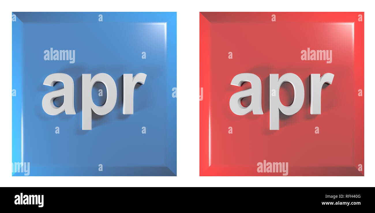 Le bleu et le rouge couple de boutons carrés avril - le rendu 3D illustration Banque D'Images