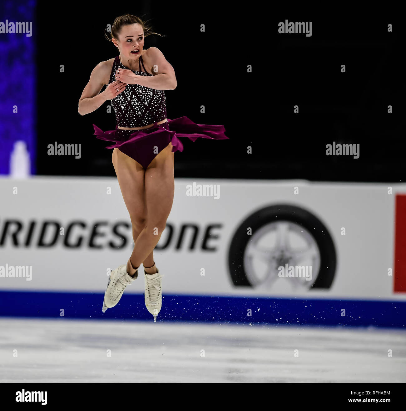 Detroit, Michigan, USA. 24 Jan, 2019. Bell Mariah est concurrentiel dans le programme court dames au cours de l'US Figure Skating Championship à Little Caesars Arena, Detroit, Michigan. Crédit : Scott Hasse/ZUMA/Alamy Fil Live News Banque D'Images