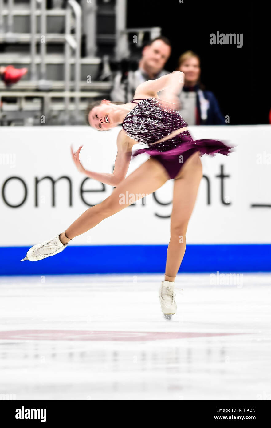 Detroit, Michigan, USA. 24 Jan, 2019. Bell Mariah est concurrentiel dans le programme court Dames) au cours de l'US Figure Skating Championship à Little Caesars Arena, Detroit, Michigan. Crédit : Scott Hasse/ZUMA/Alamy Fil Live News Banque D'Images