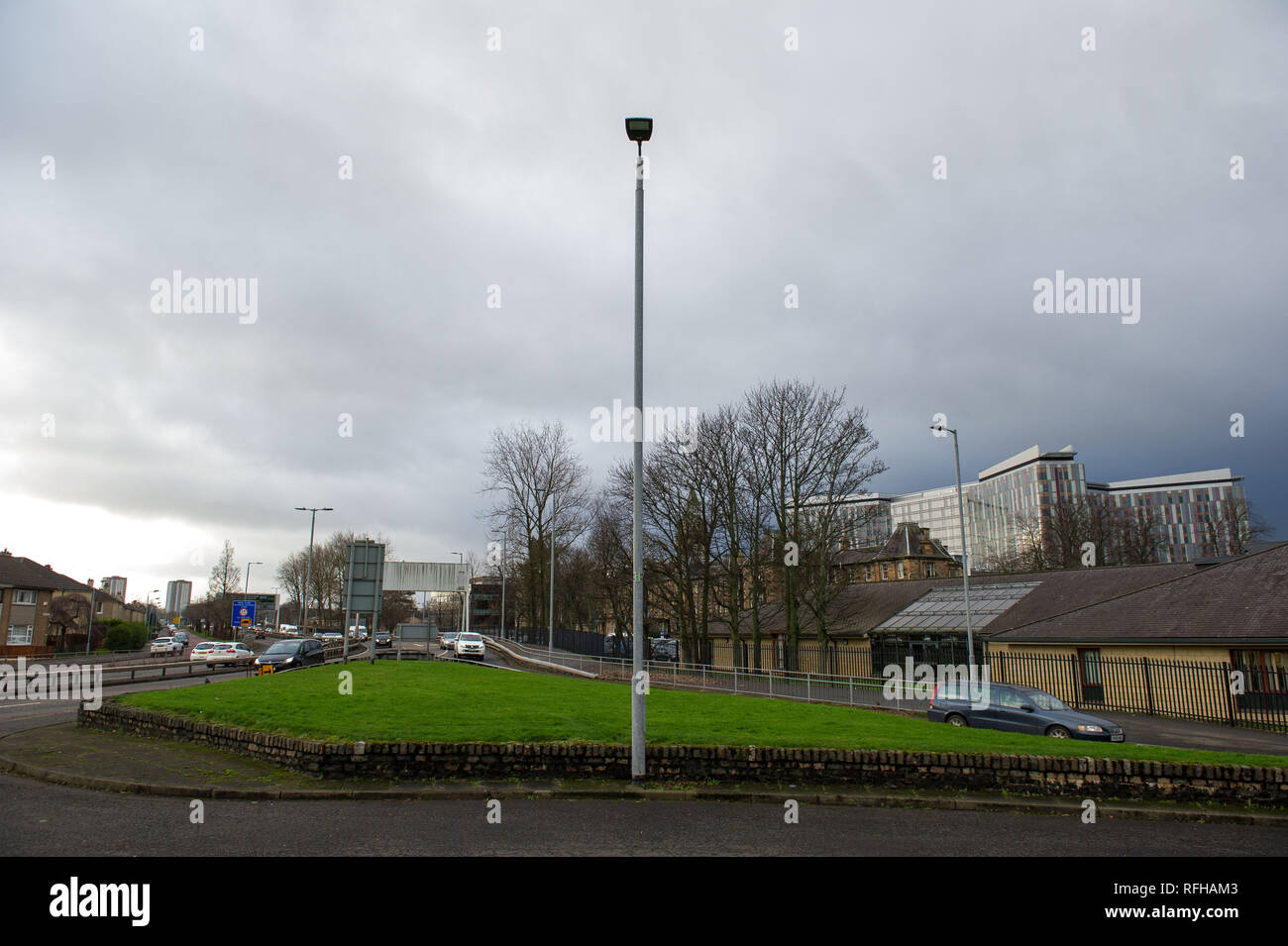 Glasgow, Ecosse, Royaume-Uni. 25 janvier 2019. Diverses scènes montrant différentes vues de autour de l'Université Queen Elizabeth Hospital. Il y a eu 2 décès de patients récemment signalé qu'il n'est cru sont liées à des infections contractées lors de la fiente de pigeon. Crédit : Colin Fisher/Alamy Live News Banque D'Images