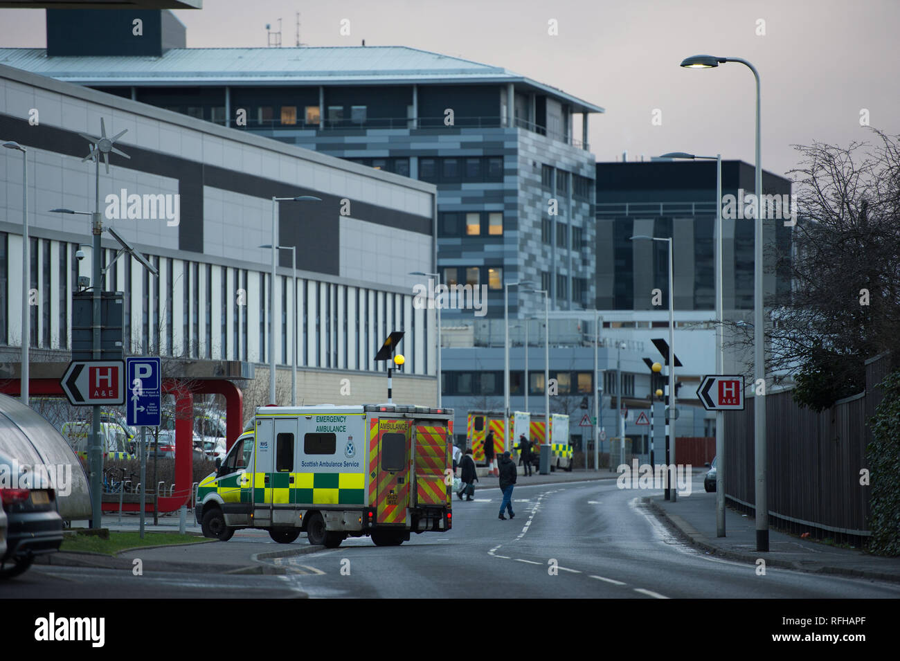 Glasgow, Ecosse, Royaume-Uni. 25 janvier 2019. Diverses scènes montrant différentes vues de autour de l'Université Queen Elizabeth Hospital. Il y a eu 2 décès de patients récemment signalé qu'il n'est cru sont liées à des infections contractées lors de la fiente de pigeon. Crédit : Colin Fisher/Alamy Live News Banque D'Images