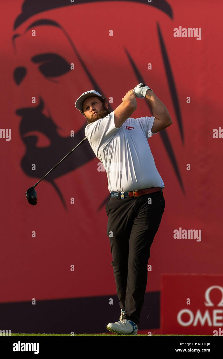 Dubaï, Émirats arabes unis. 26 janvier 2019. Andrew Johnston de l'Angleterre en action au cours du cycle 3 au cours de l'Omega Dubai Desert Classic 2019 au Club de Golf des Emirats, DUBAÏ, ÉMIRATS ARABES UNIS Le 26 janvier 2019. Photo de Grant l'hiver. Credit : UK Sports Photos Ltd/Alamy Live News Banque D'Images