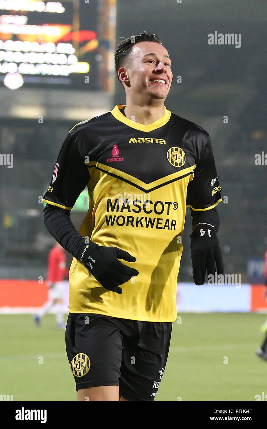 KERKRADE, Pays-Bas, 25-01-2019, football, Néerlandais Keuken Kampioen Divisie, Roda JC -jong AZ, Limbourg, saison 2018-2019, Roda joueur Mario Engels célébrant l'objectif Banque D'Images