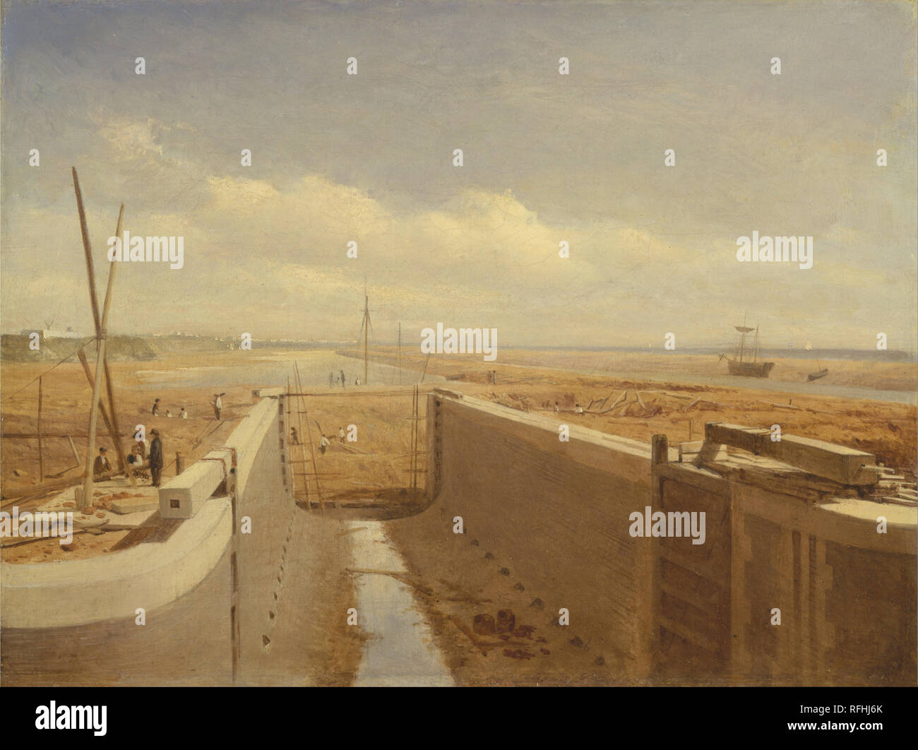 En construction du canal, peut-être le Canal de Bude. Date/Période : Ca. 1840. La peinture. Huile sur toile. Hauteur : 306 mm (12.04 in) ; Largeur : 406 mm (15.98 in). Auteur : artiste inconnu. Banque D'Images En construction du canal, peut-être le Canal de Bude. Date/Période : Ca. 1840. La peinture. Huile sur toile. Hauteur : 306 mm (12.04 in) ; Largeur : 406 mm (15.98 in). Auteur : artiste inconnu. Banque D'Images