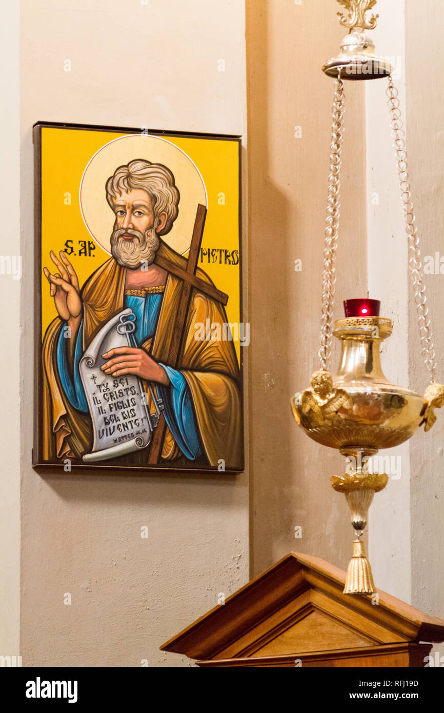 L'icône de Saint Pierre (Simon) dans 'Chiesa dei Santi Gervasio e Protasio Martiri' Banque D'Images