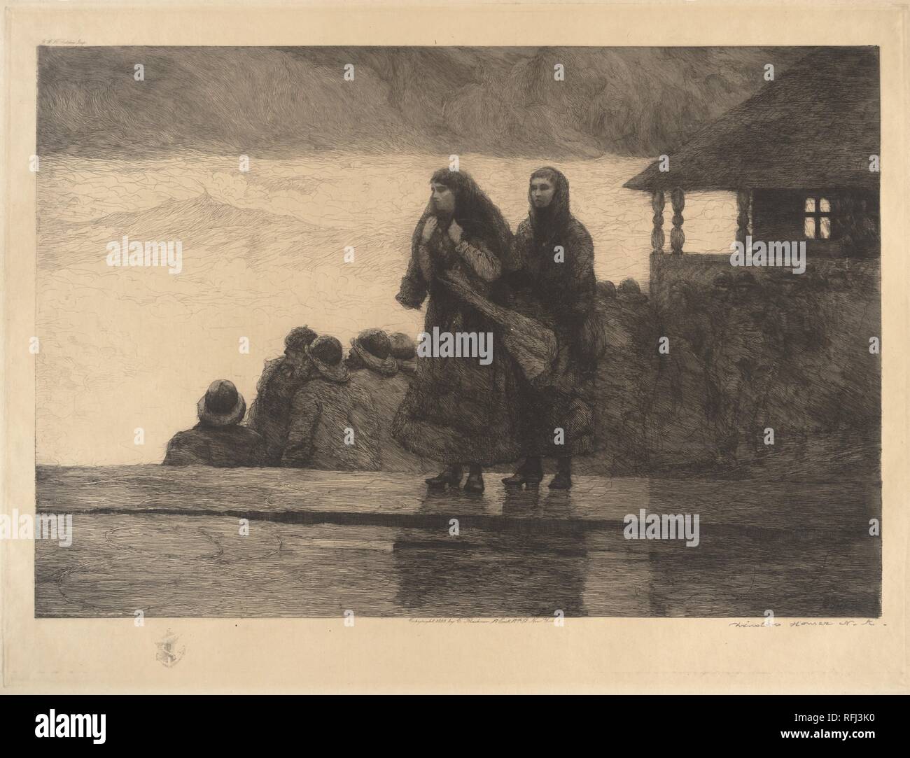 Dangers de la mer. Artiste : Winslow Homer (Américain, Boston, Massachusetts 1836-1910 Prouts Neck, Maine). Image : 13 Dimensions : 11/16 x 20 1/4 in. (34,8 x 51,4 cm) plaque : 16 x 21 3/4 à 7/16. (41,7 x 55,3 cm) : feuille 21 x 27 9/16 11/16 in. (54,7 x 70,3 cm). Date : 1888. Musée : Metropolitan Museum of Art, New York, USA. Banque D'Images