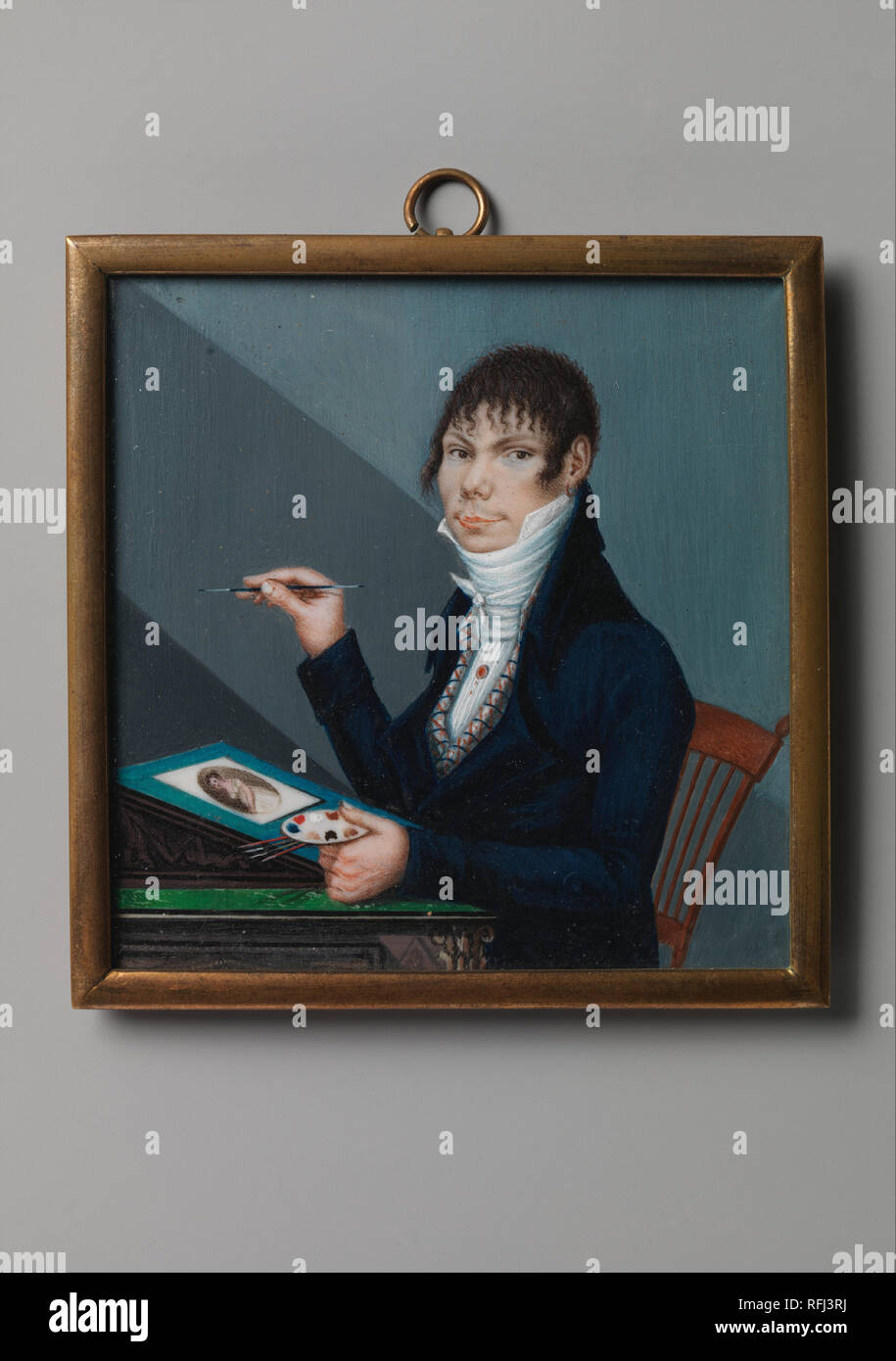 Self Portrait. Artiste : Artiste inconnu. Dimensions : 3 1/4 x 3 1/4 in. (8,3 × 8,3 cm). Date : ca. 1800-1805. Musée : Metropolitan Museum of Art, New York, USA. Banque D'Images