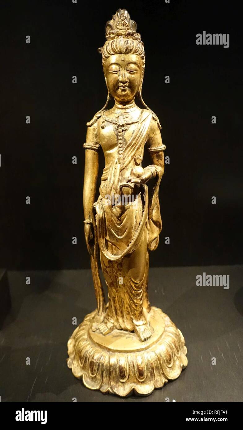 Avalokiteshvara (Guanyin), Chine, ch. AD 1220-1300, bronze doré - Östasiatiska museet, Stockholm - Banque D'Images