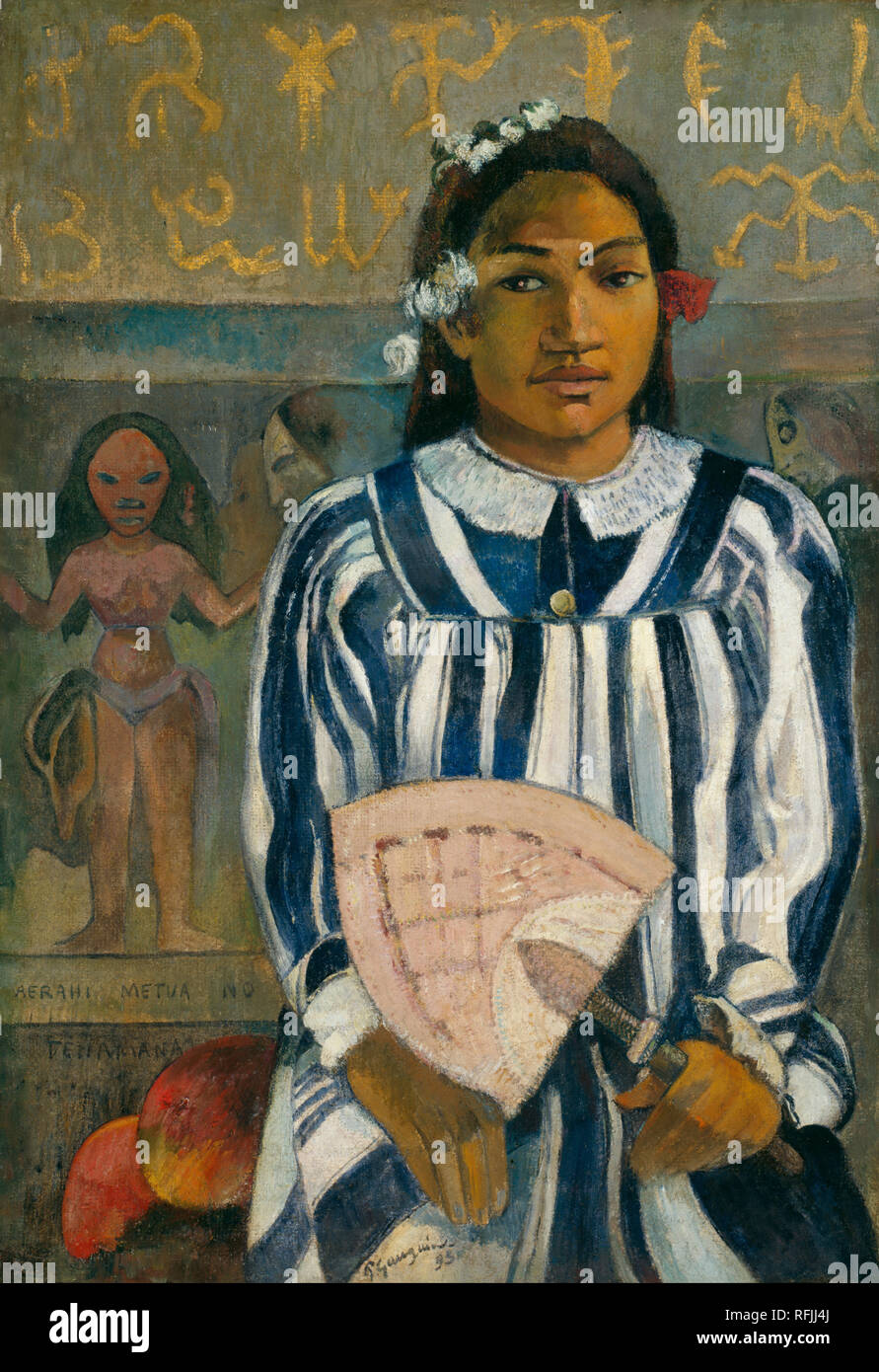 Merahi metua no Tehamana / Teha'amana a de nombreux parents, ou les ancêtres de Tehamana. Date/période : 1893. La peinture. Huile sur toile. Hauteur : 76,3 cm (30 in) ; Largeur : 54,3 cm (21,3 in). Auteur : Paul Gauguin. Banque D'Images