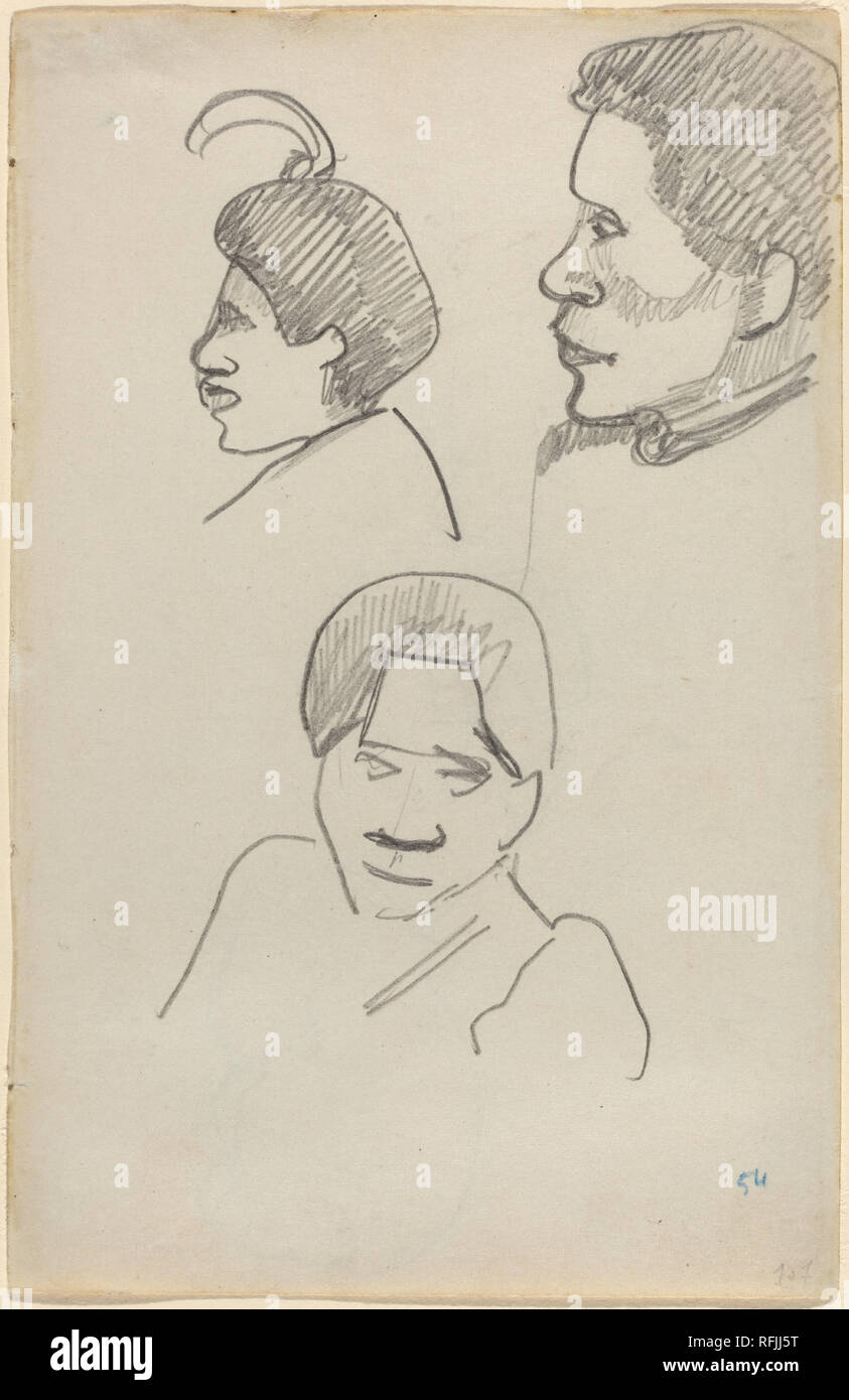 Chefs de Tahiti. En date du : ch. 1891/1893. Dimensions : hors tout : 16,5 x 10,8 cm (6 1/2 x 4 1/4 in.). Technique : mine de plomb sur papier vélin. Musée : National Gallery of Art, Washington DC. Auteur : Paul Gauguin. Banque D'Images