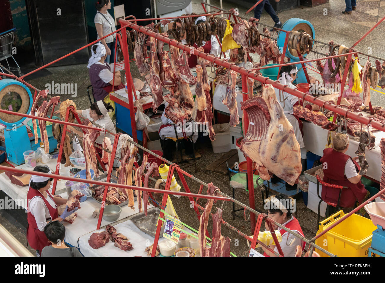 La viande de cheval à vendre, Zelyony Bazar (vert), Almaty, Kazakhstan Banque D'Images