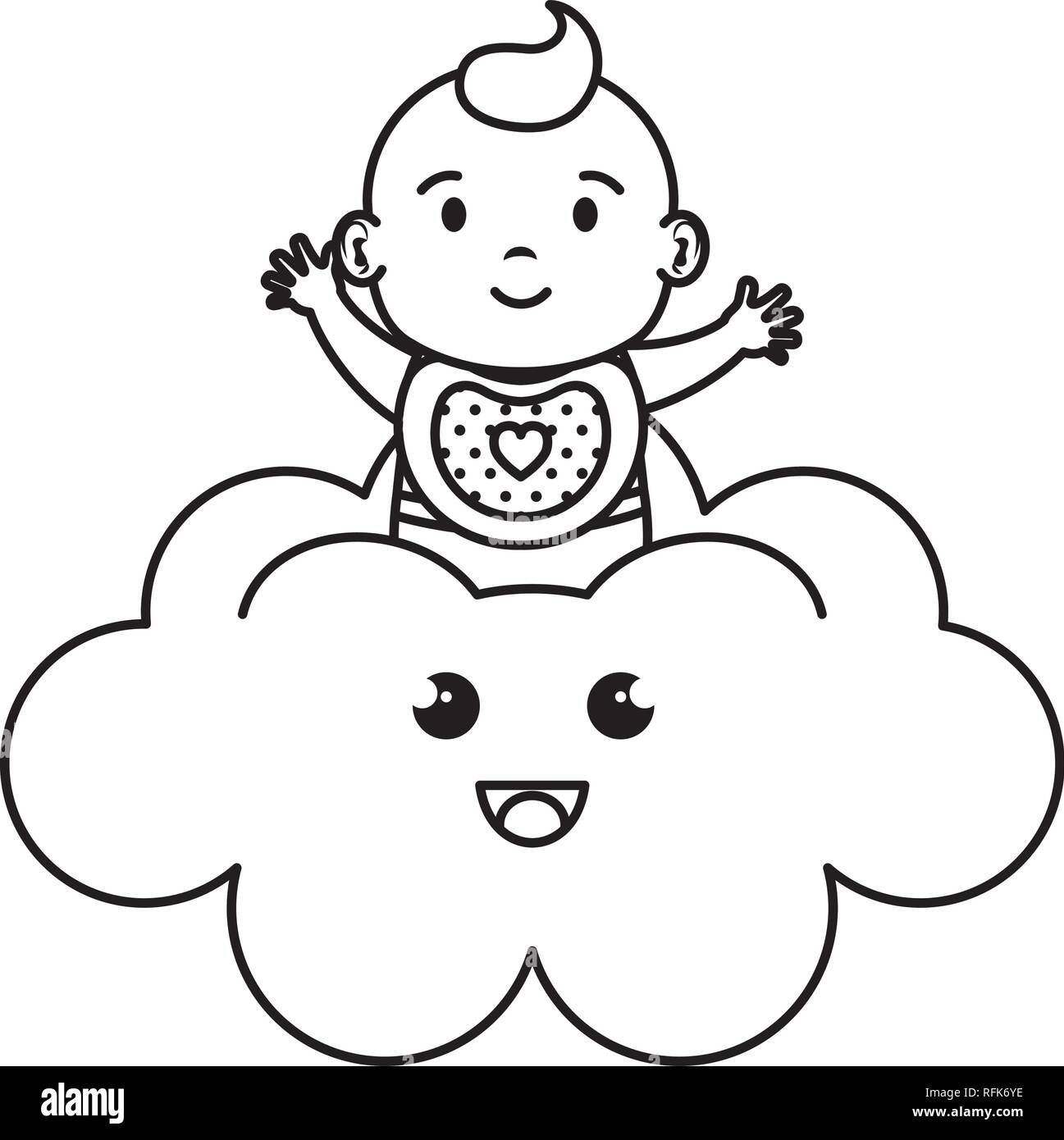 Mignonne et petite fille bébé dans le cloud Illustration de Vecteur