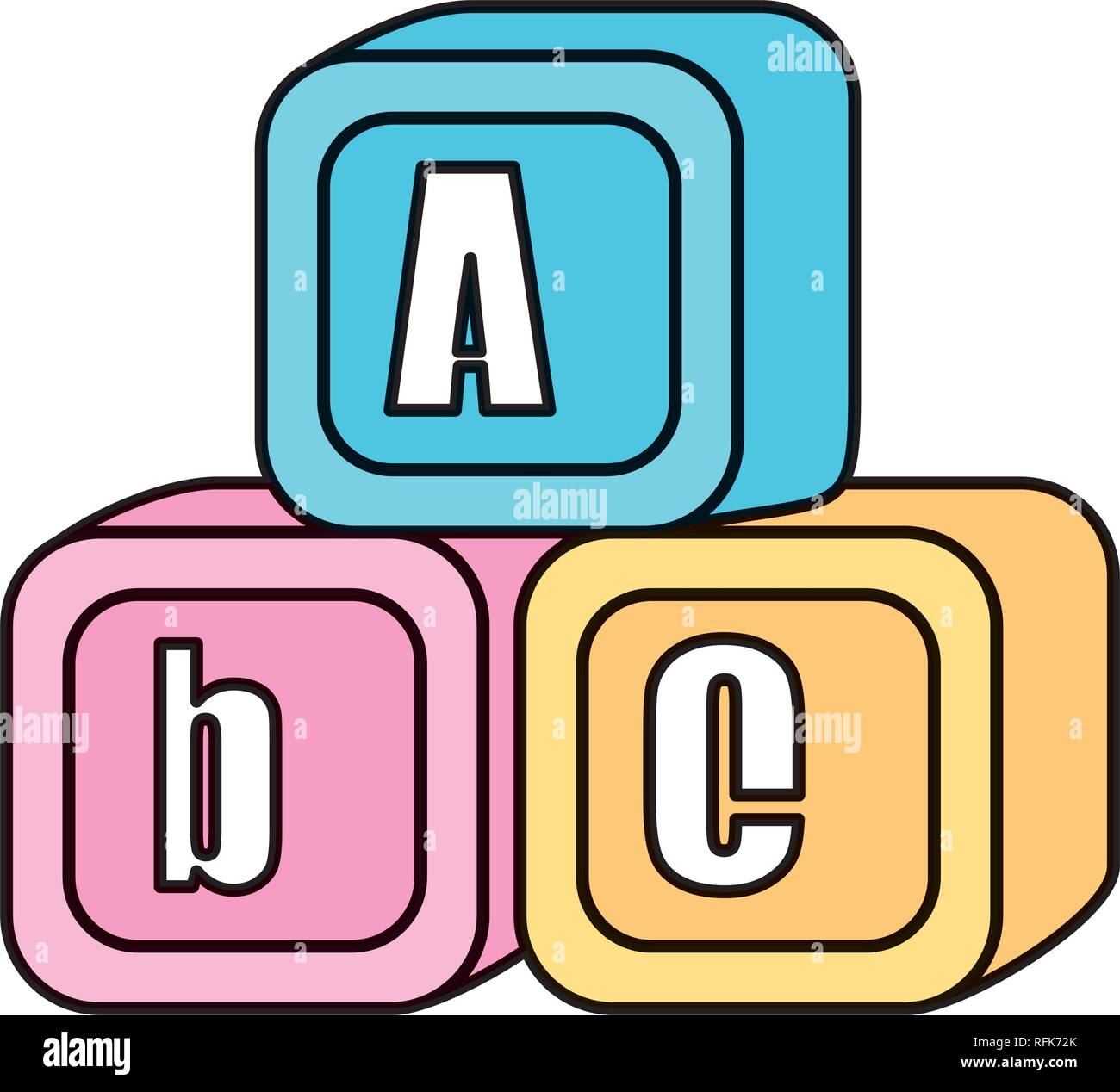 Alphabet blocks toys icons Illustration de Vecteur