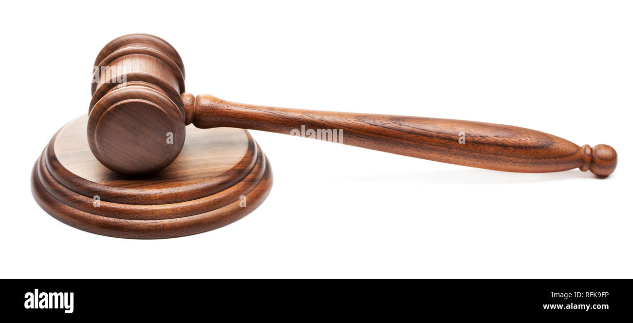 Maillet en bois isolé sur fond blanc Banque D'Images