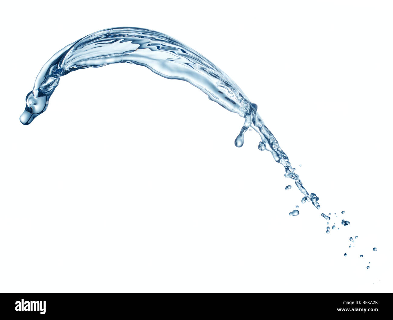 Seul splash d'eau bleue isolé sur fond blanc Banque D'Images