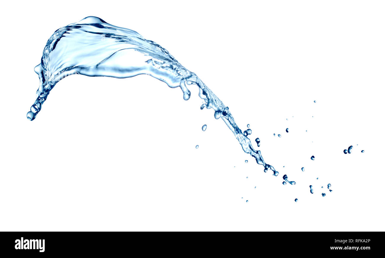 Seul splash d'eau bleue isolé sur fond blanc Banque D'Images