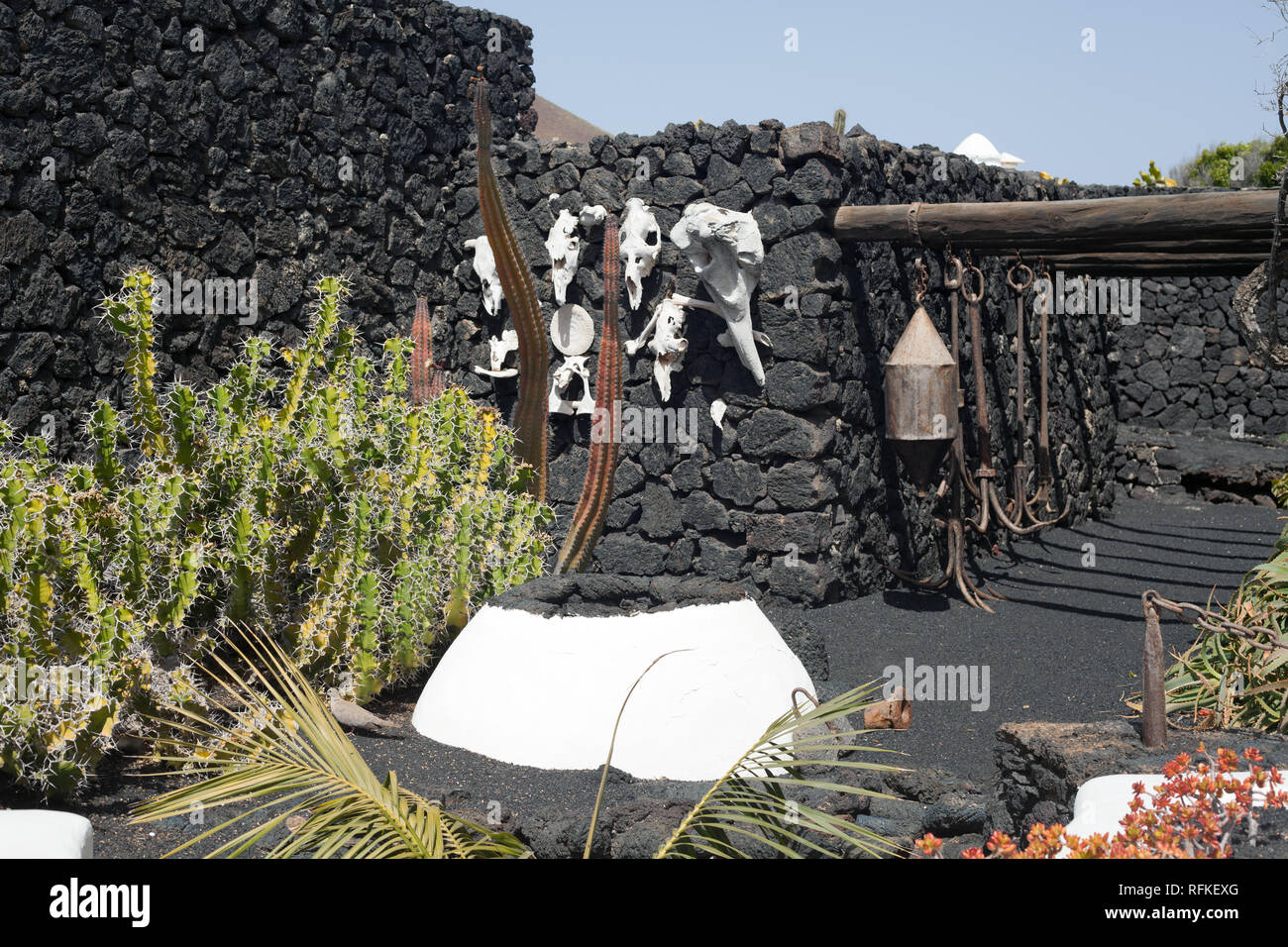 Jardin inhabituelle à Fondation Cesar Manrique où l'artiste vivait maintenant une galerie d'art, Taro de Tahiche, île des Canaries, Lanzarote Banque D'Images