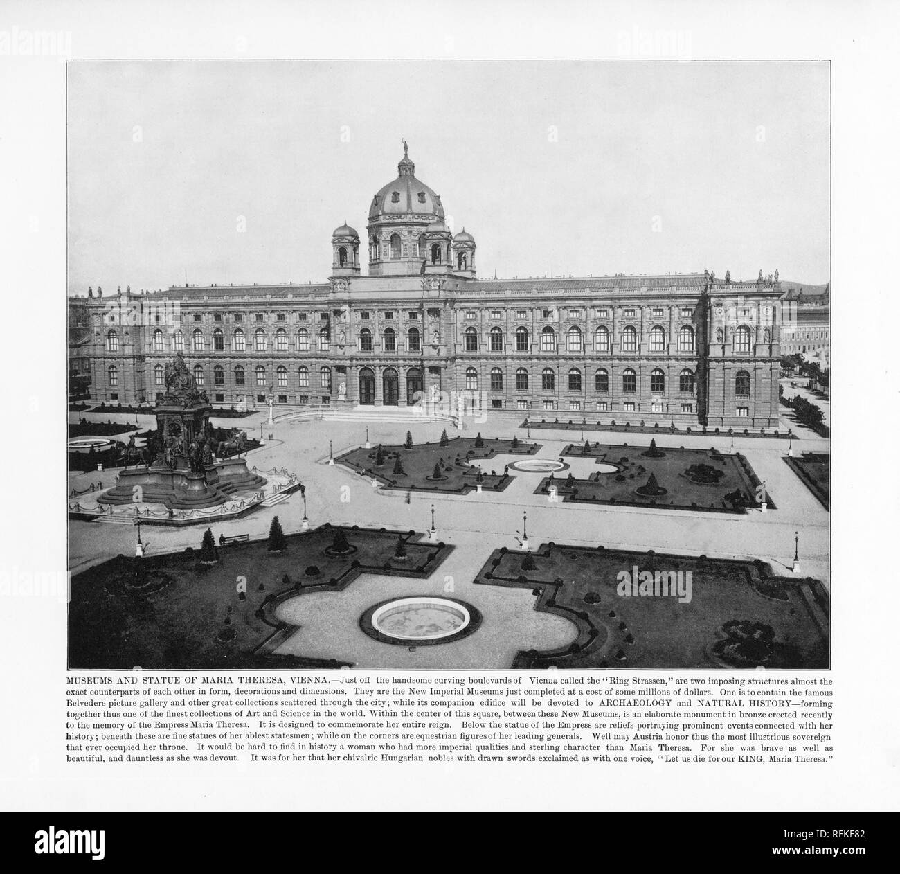 Musées et statue, Maria Theresa, Vienne, Autriche, 1893 Photographie Ancienne Banque D'Images