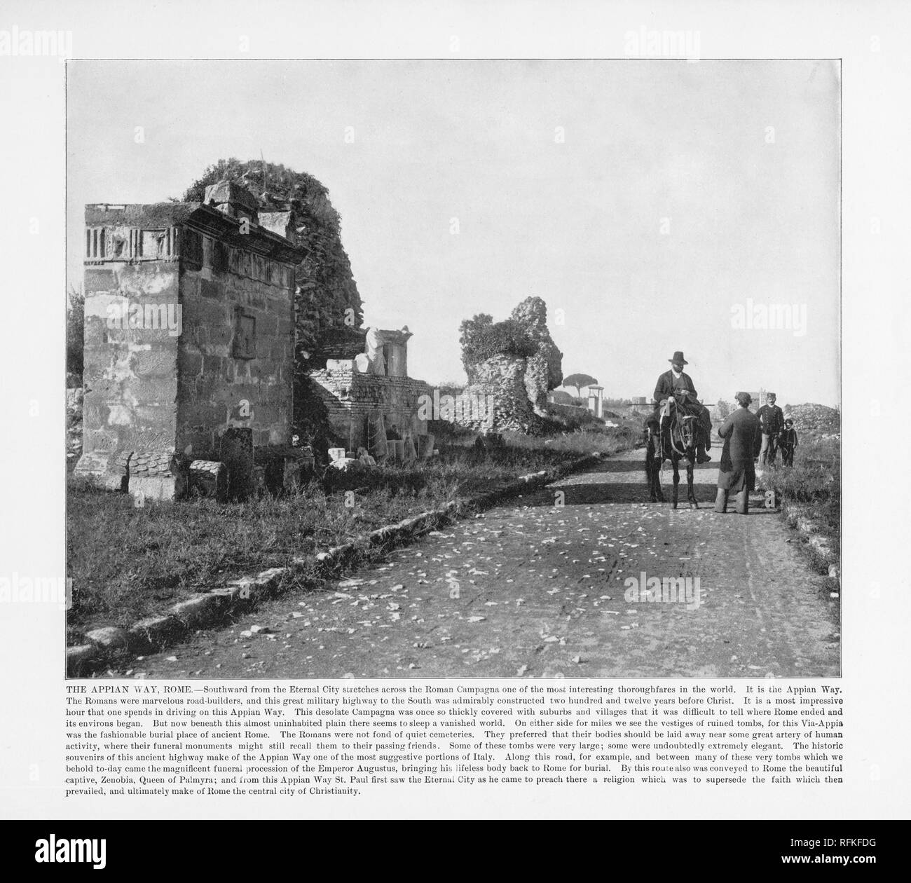 La Voie Appienne, Rome, Italie, Italienne, 1893 Photographie Ancienne Banque D'Images