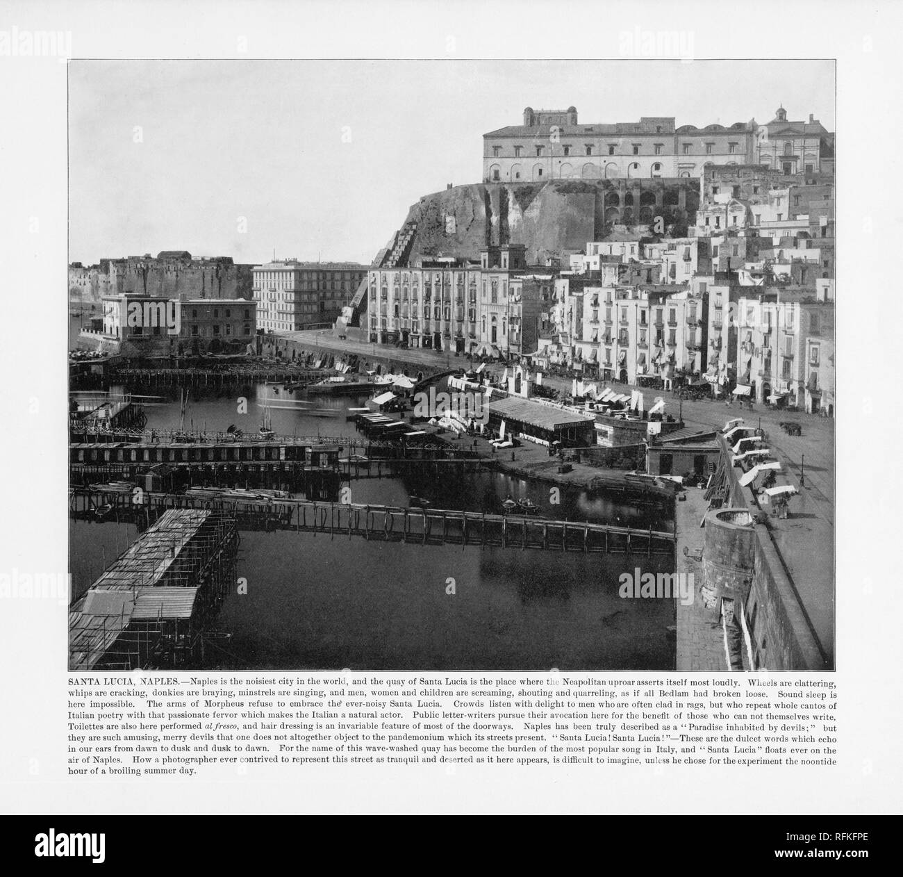 Santa Lucia, Naples, Italie, Italienne, 1893 Photographie Ancienne Banque D'Images