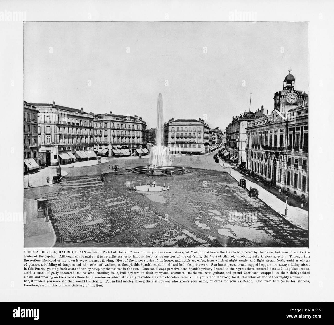 La Puerta del Sol, Madrid, Espagne, Espagnol, 1893 Photographie Ancienne Banque D'Images