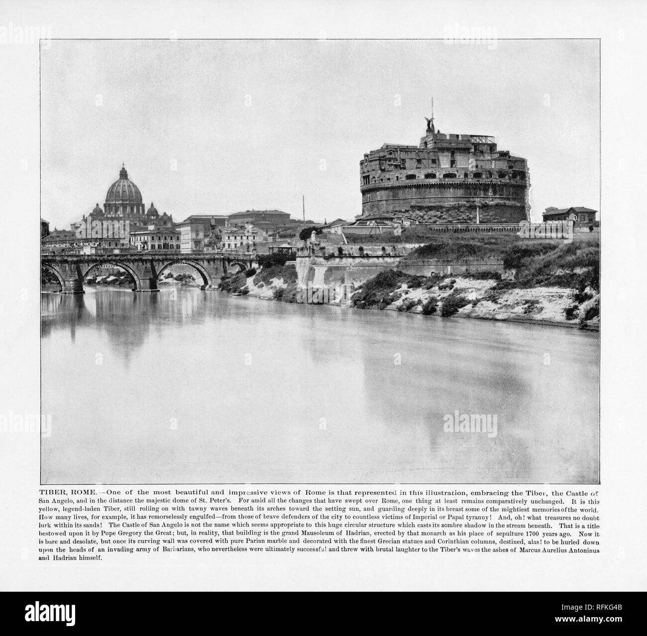 San Angelo et Tibre, Rome, Italie, Italienne, 1893 Photographie Ancienne Banque D'Images