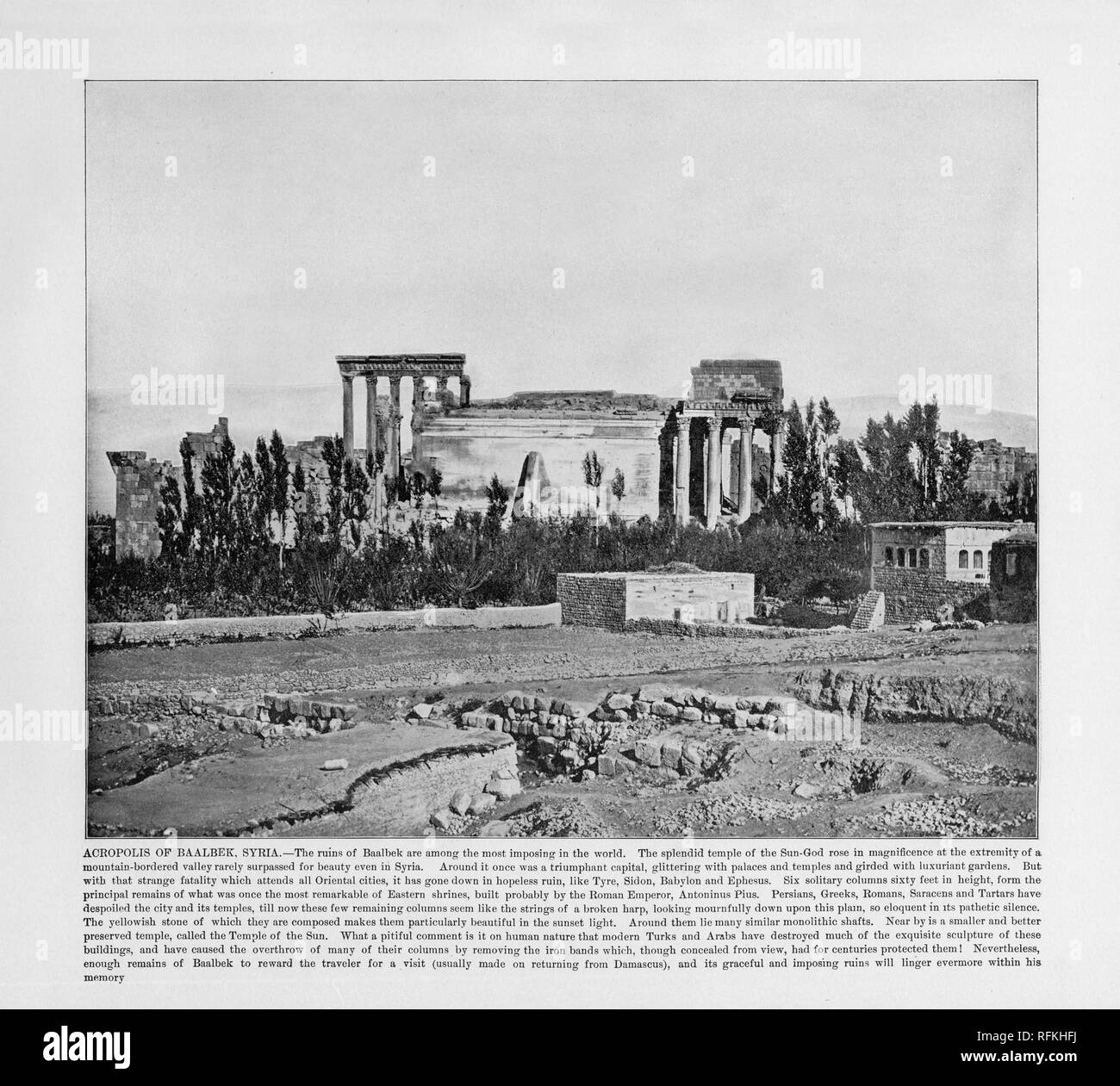 Acropole de Baalbek, Syrie, République Antique Photographie, 1893 Banque D'Images