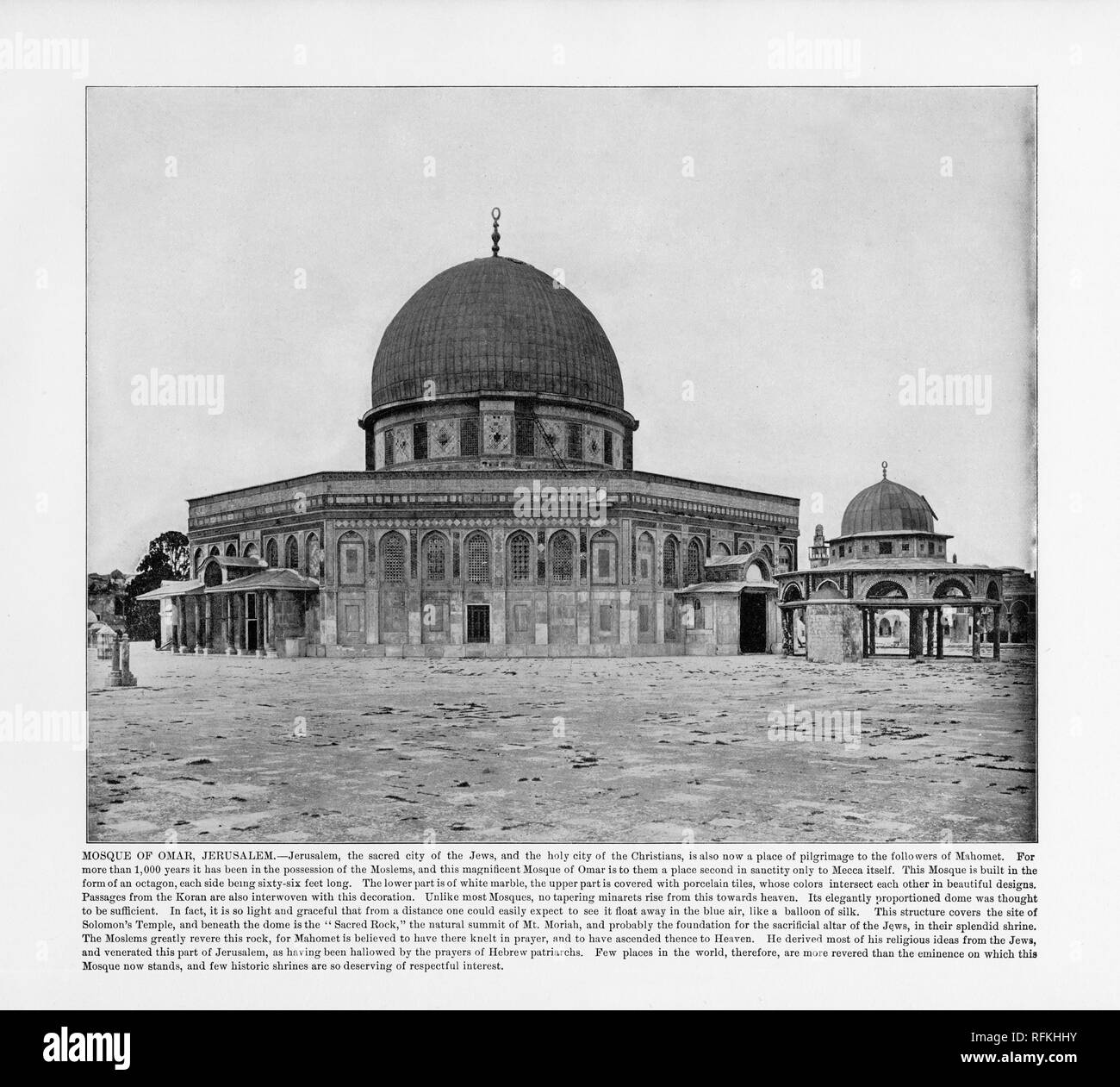 Mosquée d'Omar, à Jérusalem, la Palestine antique Photographie, 1893 Banque D'Images