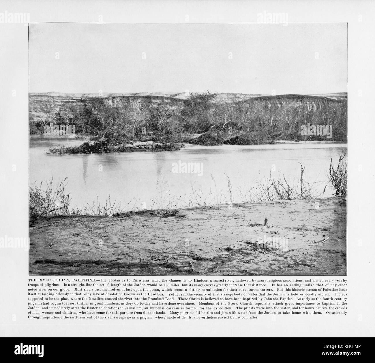 Rivière La Jordanie, la Palestine, la Palestine antique Photographie, 1893 Banque D'Images