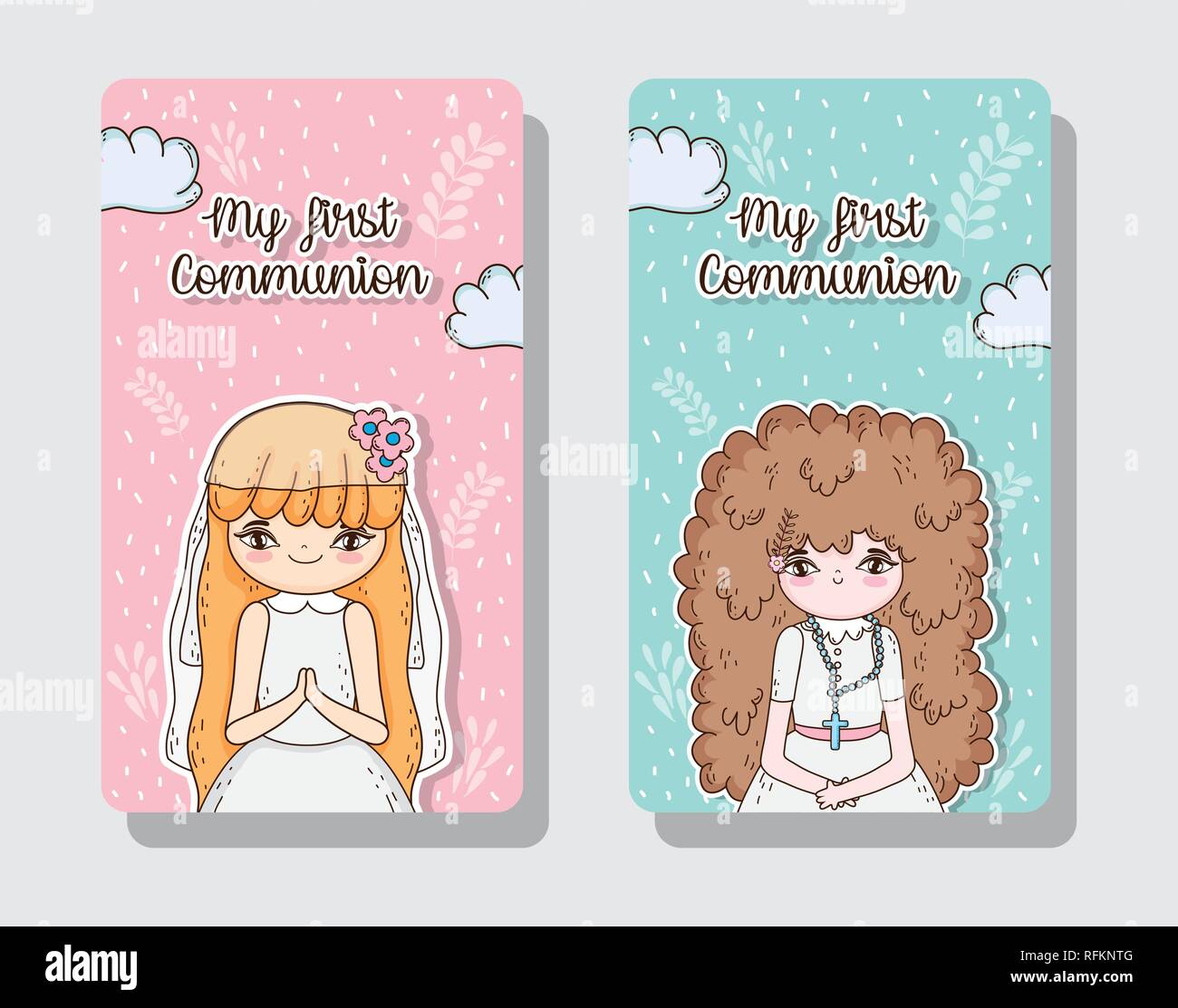 Carte de communion filles jeu événement traditionnel Illustration de Vecteur