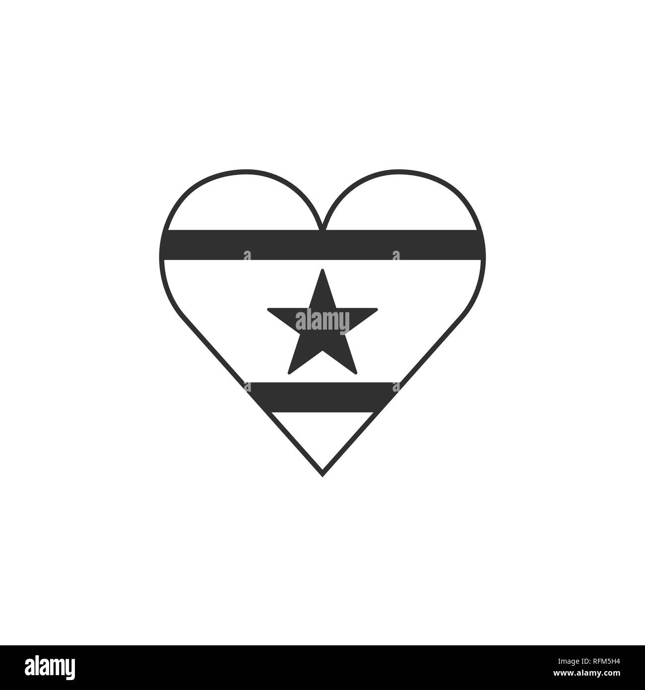 L'icône du drapeau Suriname en forme de coeur en contour noir modèle plat. Date de l'indépendance ou de la fête nationale. Illustration de Vecteur