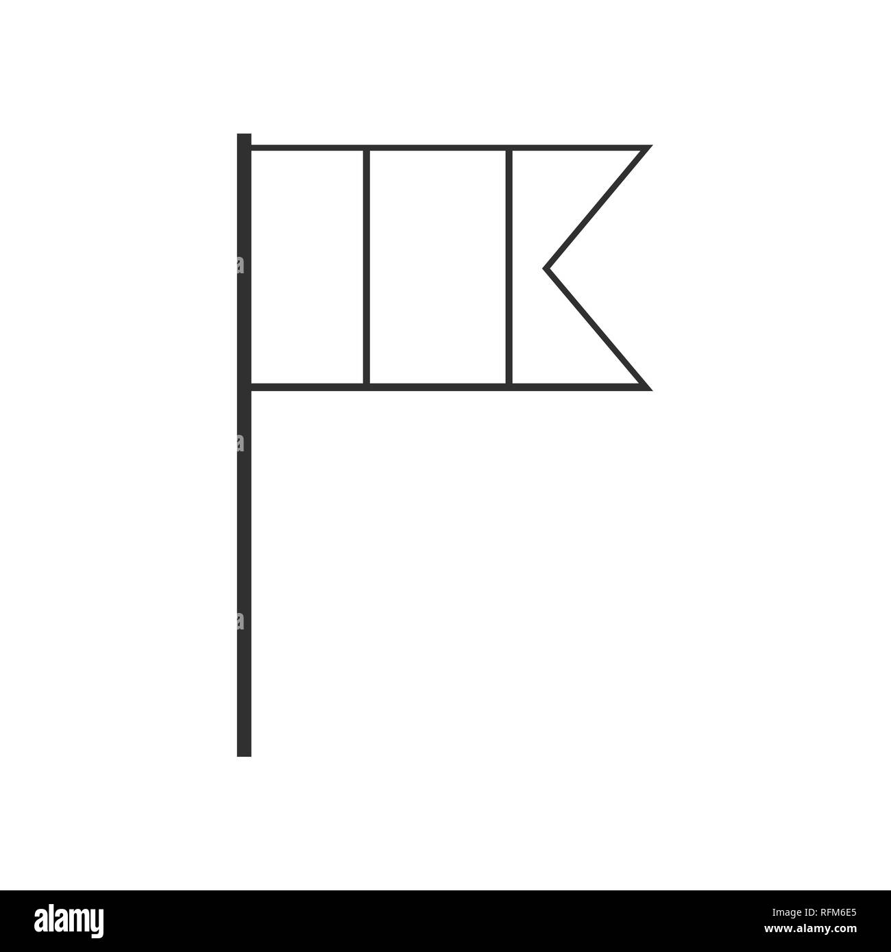 L'icône du drapeau pays triband verticale en contour noir modèle plat. Date de l'indépendance ou de la fête nationale. Illustration de Vecteur