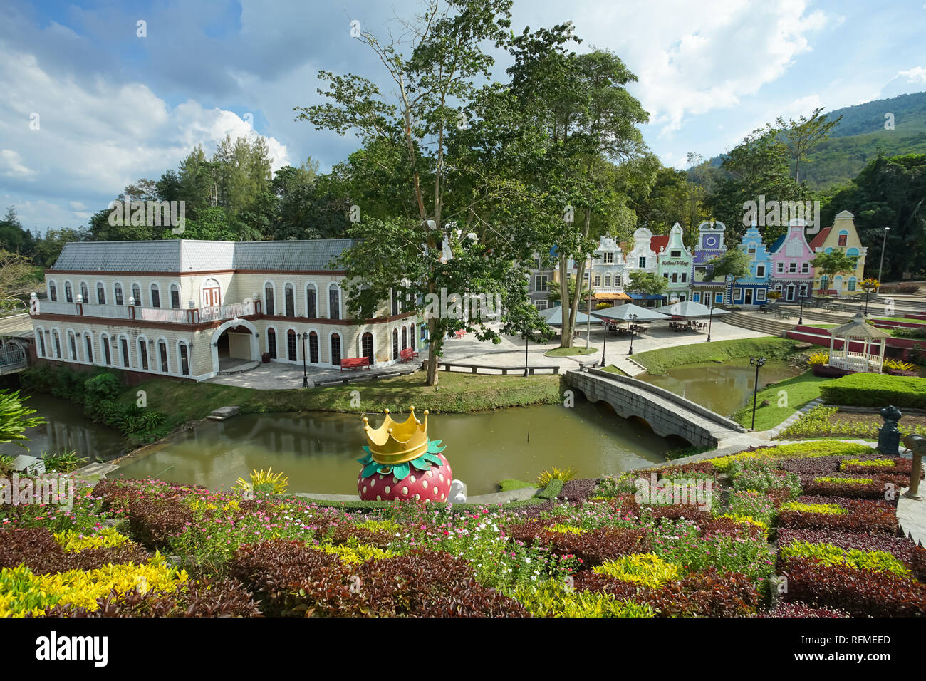 Rayong, Thaïlande - Décembre 04, 2018 : Paysages de la nouvelle destination de voyage Strawberry Town dans la province de Rayong, Thaïlande. Banque D'Images Rayong, Thaïlande - Décembre 04, 2018 : Paysages de la nouvelle destination de voyage Strawberry Town dans la province de Rayong, Thaïlande. Banque D'Images